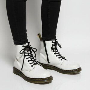 Dr. Martens 1460 J White Leather Lace Up Boots Size US 3